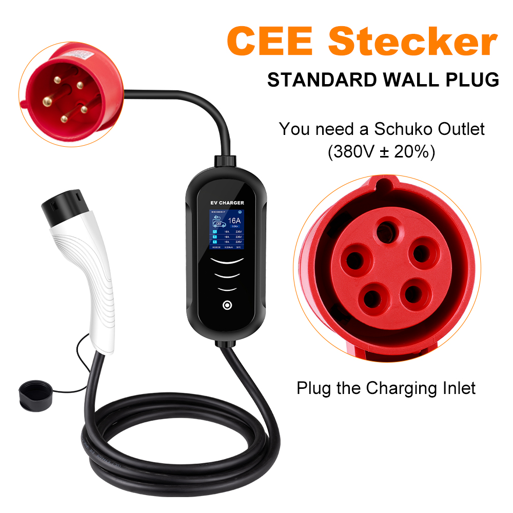 IPENGEN 11KW 16A 3 Phase EV Po - Portable Ev Charger 32A Type 2 Cee Plug recension och pris
